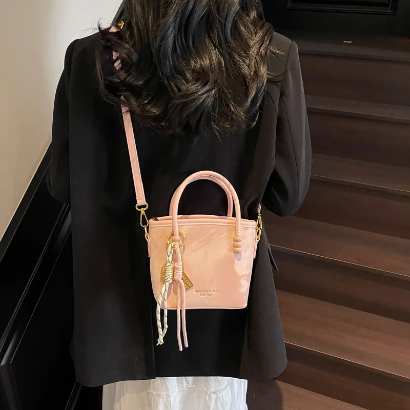 HCXK PU Shoulder Bag Crossbody Bag Casual Korean Style Bucket Bag Handbag Regular Women's Multicolor-4