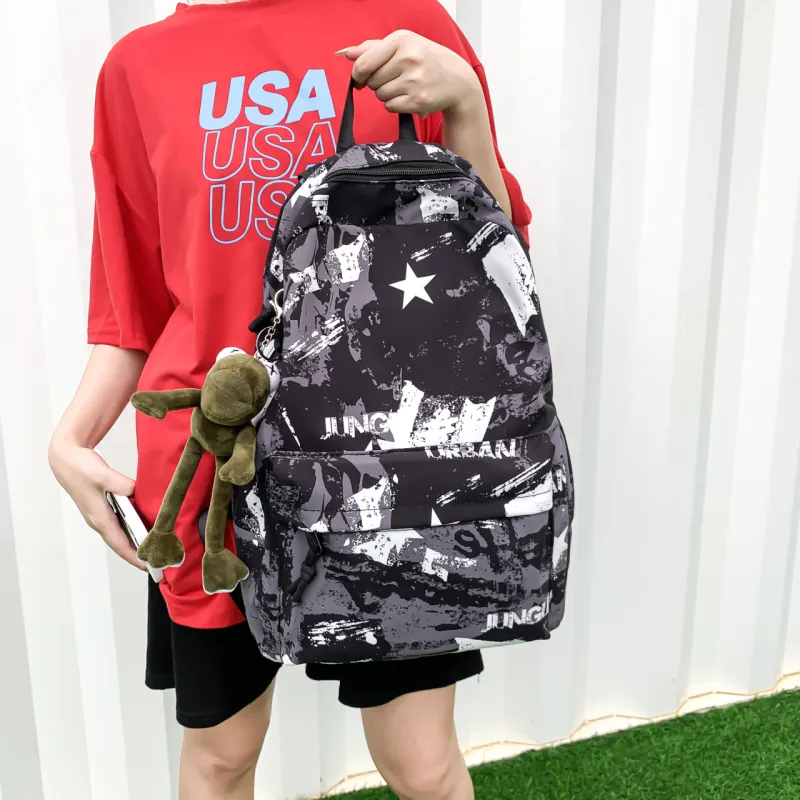 HCXK Nylon Fabric Backpack Regular Unisex Multicolor-4