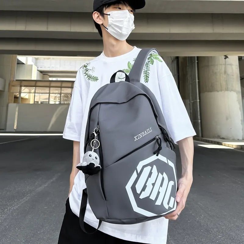 HCXK Composite Cloth Backpack Unisex Gray/Black/Red/Khaki/Blue-1