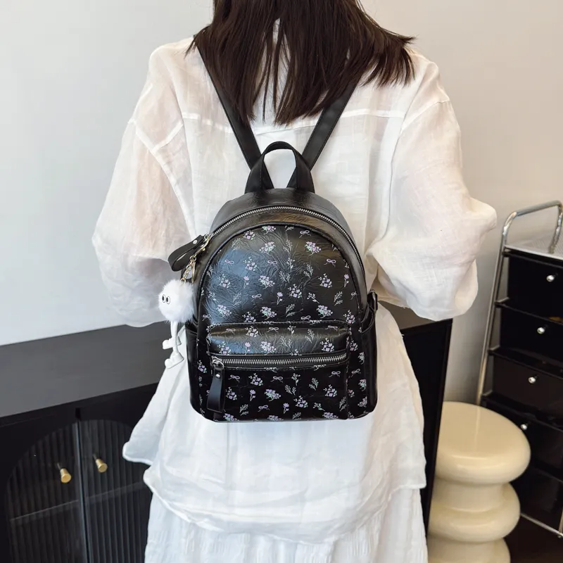 HCXK PU Backpack Women's White/Silver/Black-14