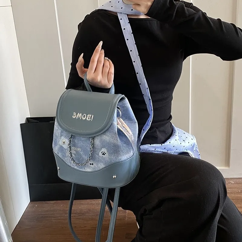 HCXK PU Backpack Regular Women's Silver/Blue/Pink/Brown-7