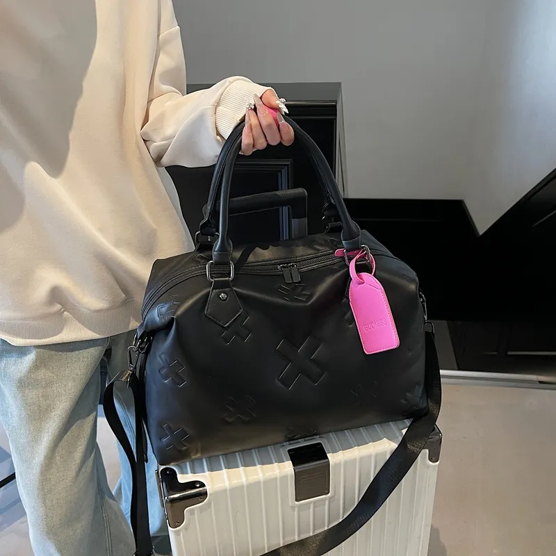 HCXK PU Shoulder Bag, Travel Bag Unisex Black/Gray/Brown-5