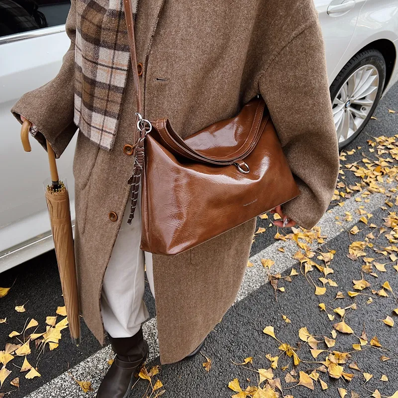 HCXK PU Minimalist Style Versatile Shoulder Bag Unisex Black/Coffee/Brown-7