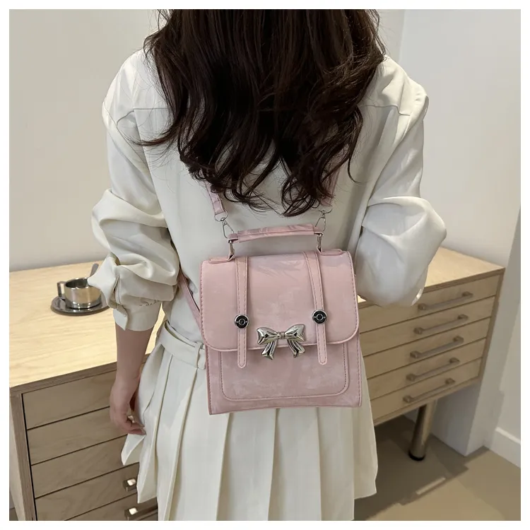 HCXK PU Backpack Regular Women's Blue/Pink/Silver/Black-16