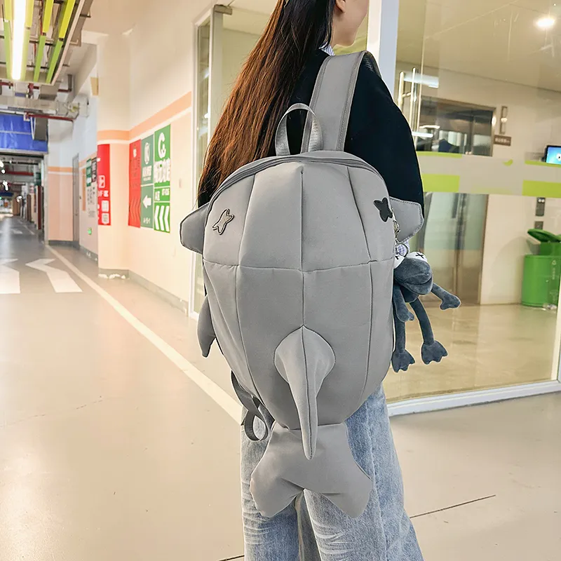 HCXK Nylon Backpack Unisex Gray/White/Black-7