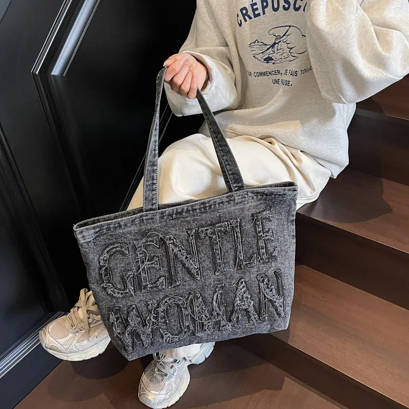 HCXK Denim Shoulder Bag Women's Dark Tea/Light Blue/Dark Blue-8