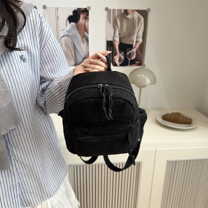 HCXK Polyester Backpack Women's Black/White/Pink/Dark Brown-1