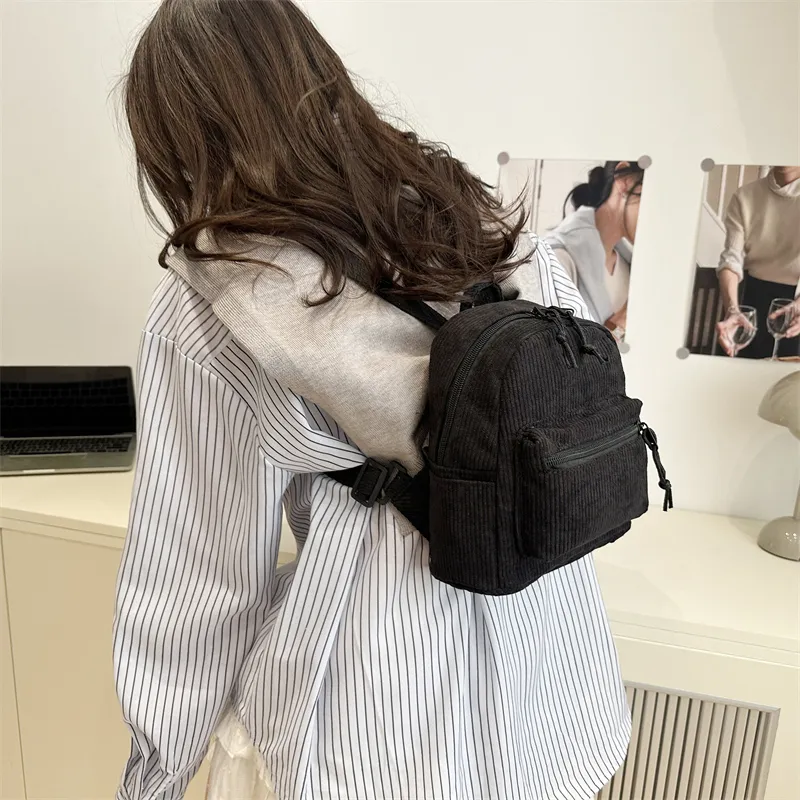 HCXK Polyester Backpack Women's Black/White/Pink/Dark Brown-5