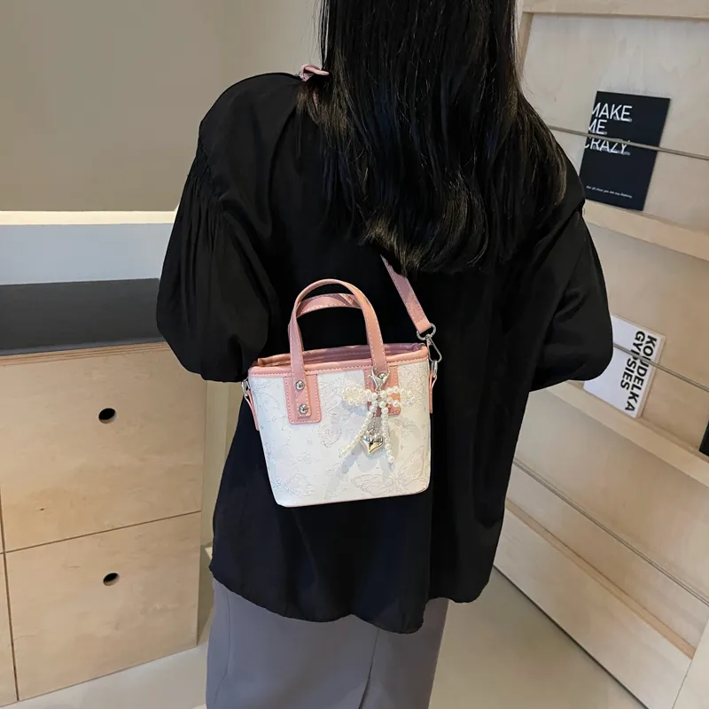 HCXK PU Handbag Tote Bag Shoulder Bag Unisex White/Black/Blue/Pink-36