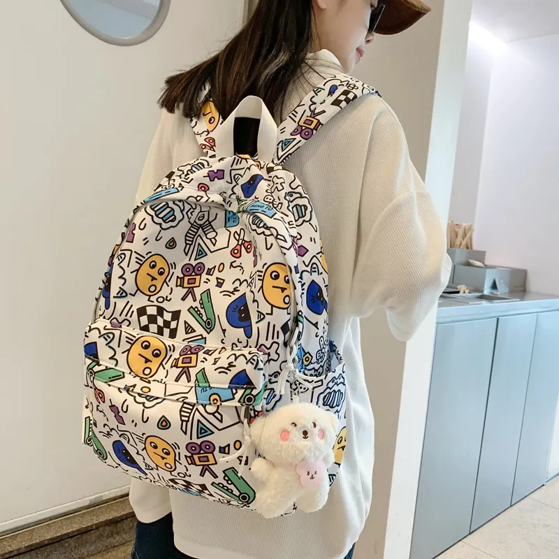 HCXK Nylon Backpack Unisex Multicolor/Black White-1