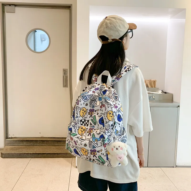 HCXK Nylon Backpack Unisex Multicolor/Black White-2