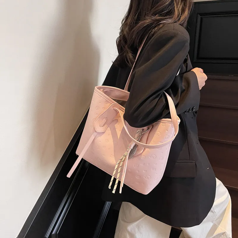 HCXK PU Tote Bag, Shoulder Bag Women's Blue/Pink/Black/White-7