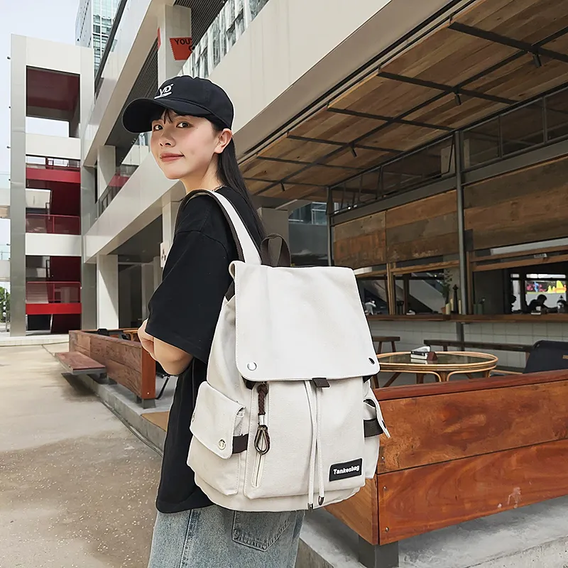 HCXK Canvas Backpack Unisex Black/Ecru/Khaki-4