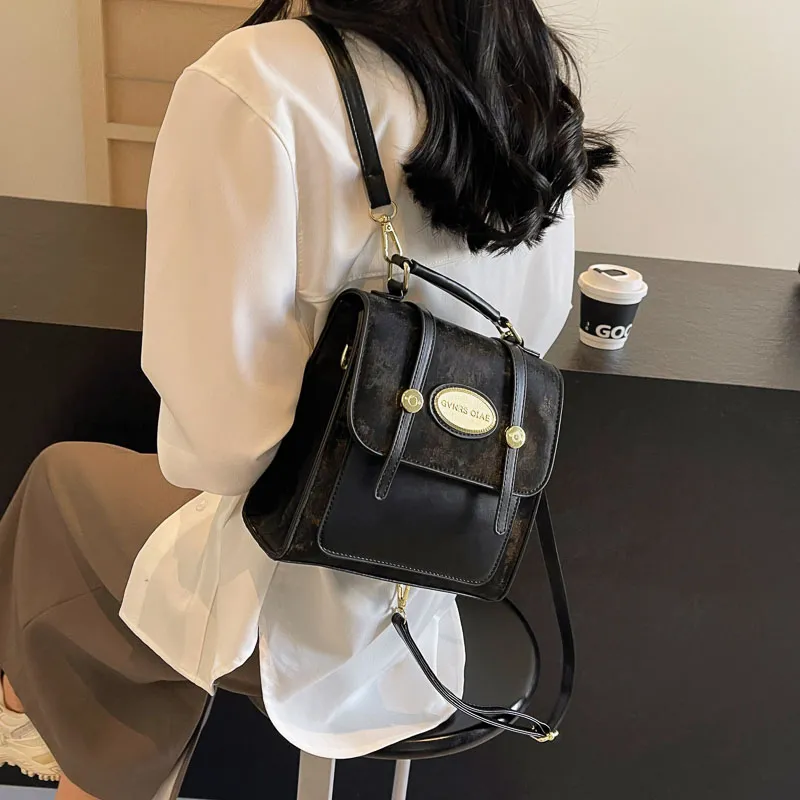 HCXK PU Portable Backpack Regular Women's Ecru/Black/Pink/Khaki-16