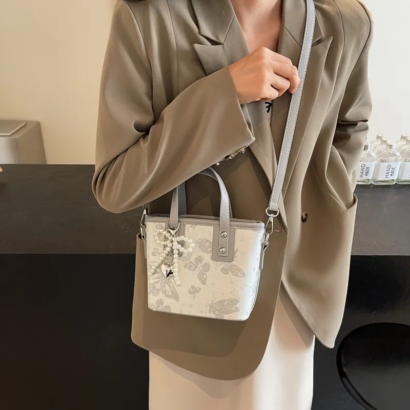 HCXK PU Handbag Tote Bag Shoulder Bag Unisex White/Black/Blue/Pink-34