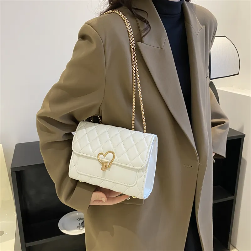 HCXK PU Chain Crossbody Bag, Shoulder Bag, Cell Phone Pouch Regular Women's White/Ecru/Light Brown/Black-1