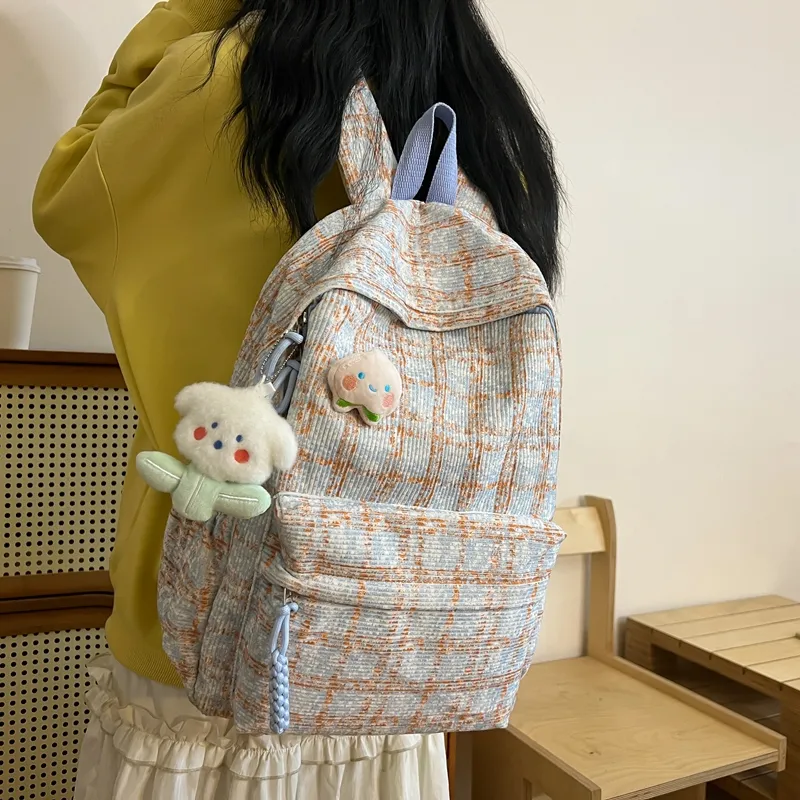 HCXK Corduroy Backpack Women's Green/Blue/Pink-10