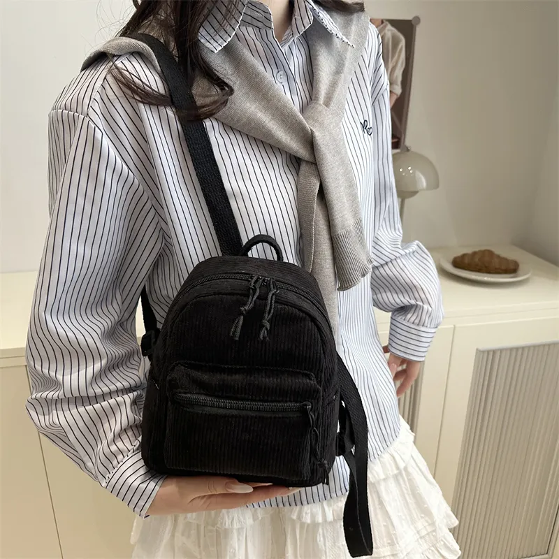 HCXK Polyester Backpack Women's Black/White/Pink/Dark Brown-2