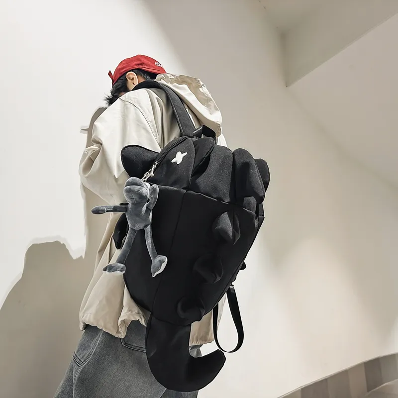 HCXK Nylon Backpack Unisex White/Black/Gray-10