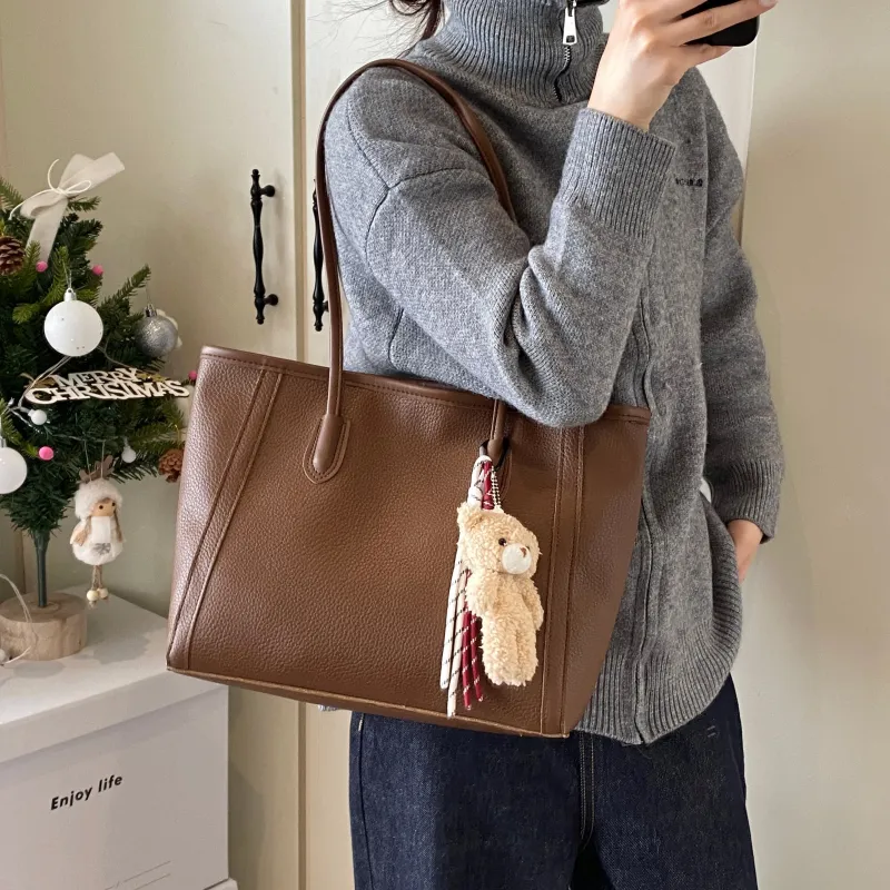 HCXK PU Tote Bag Shoulder Bag Women's Black/Beige/Khaki/Brown/Coffee-14
