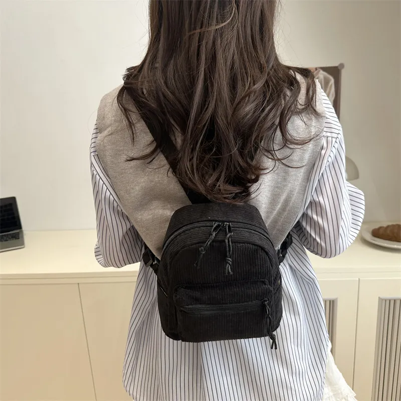 HCXK Polyester Backpack Women's Black/White/Pink/Dark Brown-4