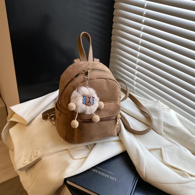 HCXK PU Backpack Women's Gray/Black/Pink/Brown/Coffee-17