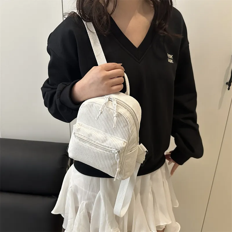 HCXK Polyester Backpack Women's Black/White/Pink/Dark Brown-7