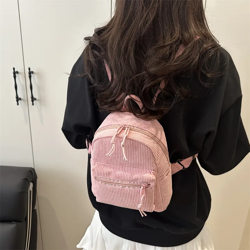 HCXK Polyester Backpack Women's Black/White/Pink/Dark Brown-15