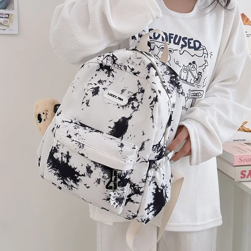 HCXK Nylon Backpack Regular Unisex Black/Violet/Peacock Blue/Pink-3