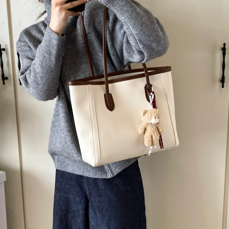 HCXK PU Tote Bag Shoulder Bag Women's Black/Beige/Khaki/Brown/Coffee-10