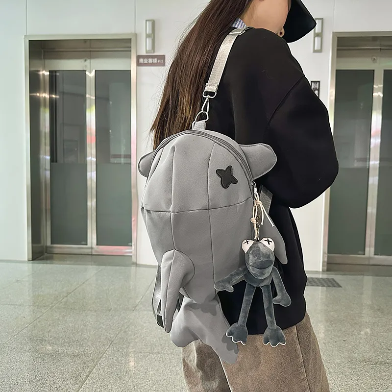 HCXK Nylon Backpack Unisex Gray/White/Black-4