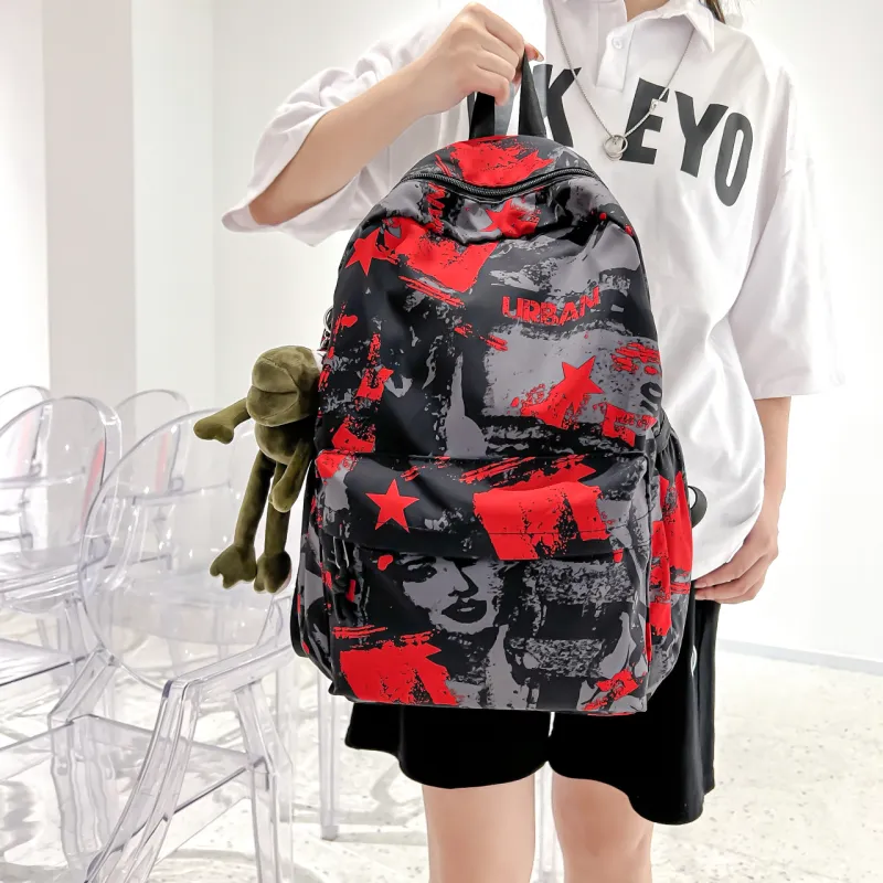 HCXK Nylon Fabric Backpack Regular Unisex Multicolor-13
