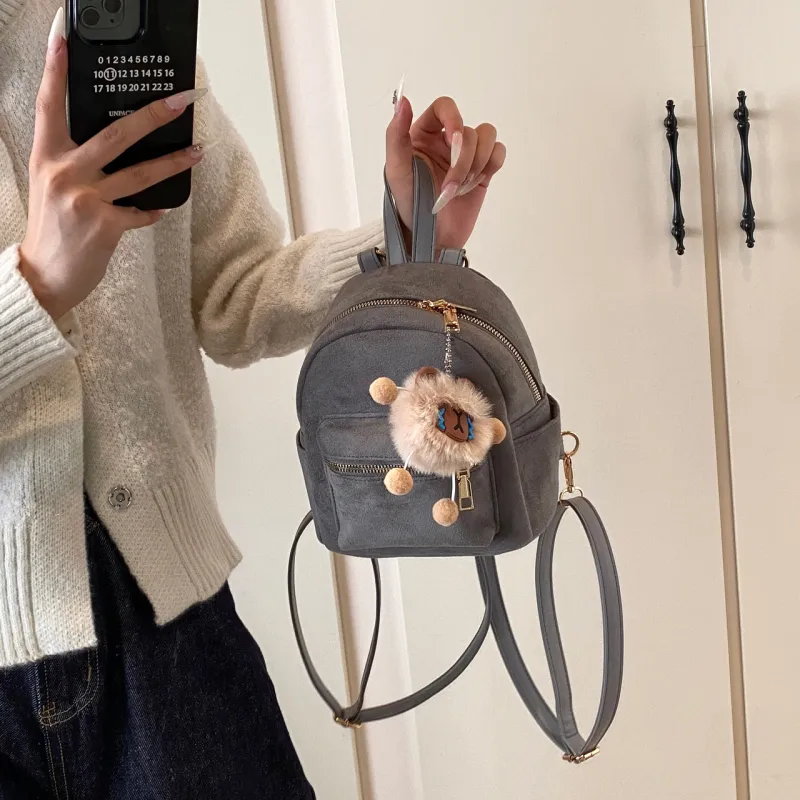 HCXK PU Backpack Women's Gray/Black/Pink/Brown/Coffee-22