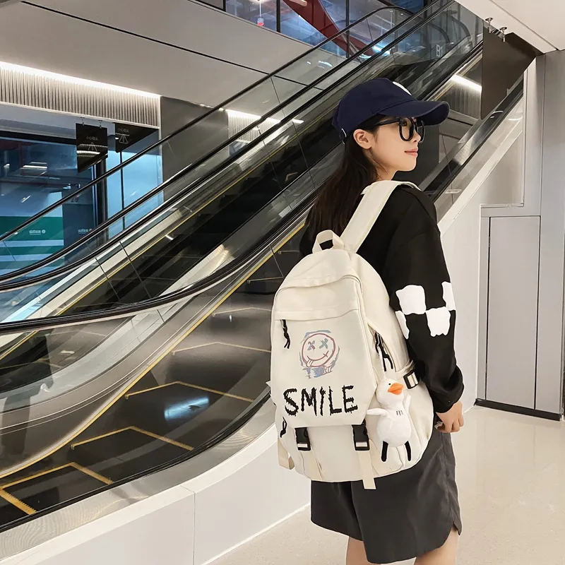 HCXK Nylon Backpack Unisex Black/White-11
