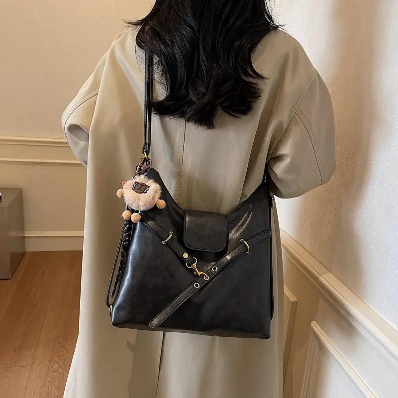 HCXK PU Crossbody One Shoulder Backpack Regular Women's Brown/Coffee/Black/White-17
