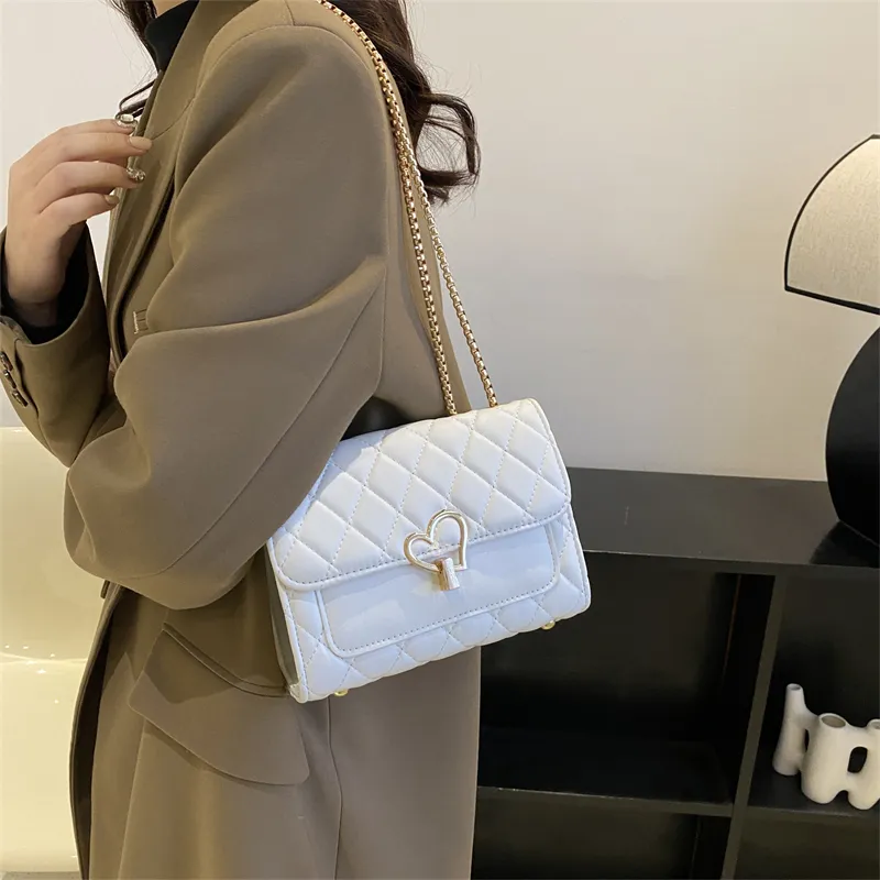 HCXK PU Chain Crossbody Bag, Shoulder Bag, Cell Phone Pouch Regular Women's White/Ecru/Light Brown/Black-2