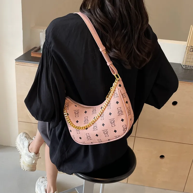 HCXK PU One Shoulder Crossbody Dumpling Bag Women's Bag Commute Unisex Ecru/Black/Pink/Brown-11