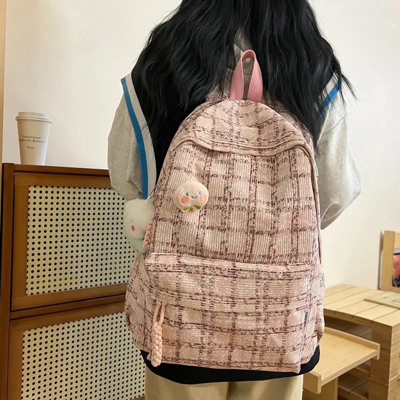 HCXK Corduroy Backpack Women's Green/Blue/Pink-16