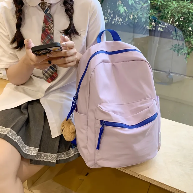 HCXK Nylon Backpack Regular Unisex Yellow/Pink/Green/White/Purple-24