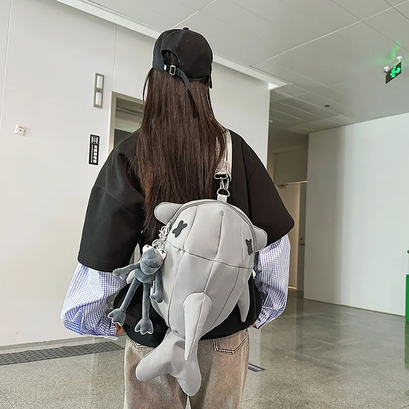 HCXK Nylon Backpack Unisex Gray/White/Black-2