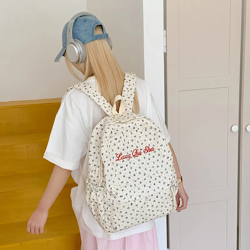 HCXK Nylon Fabric Backpack Regular Women's White-11