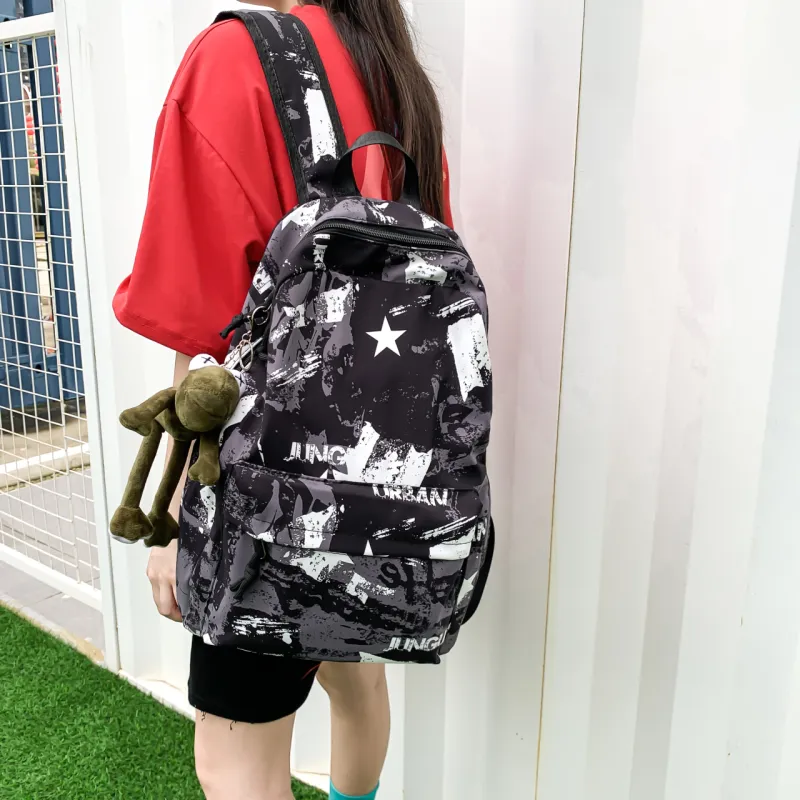 HCXK Nylon Fabric Backpack Regular Unisex Multicolor-2