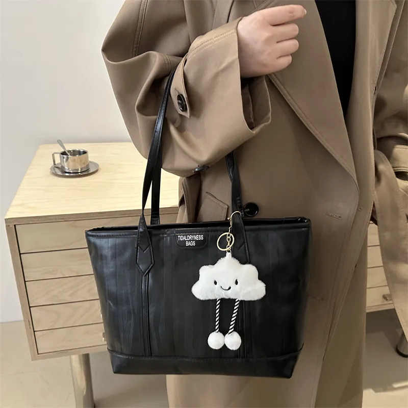 HCXK PU Tote Bag Shopping Bag Shoulder Bags Women's White/Black/Coffee-7