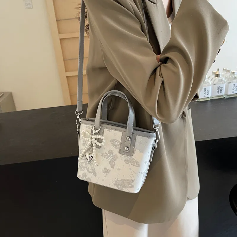 HCXK PU Handbag Tote Bag Shoulder Bag Unisex White/Black/Blue/Pink-32