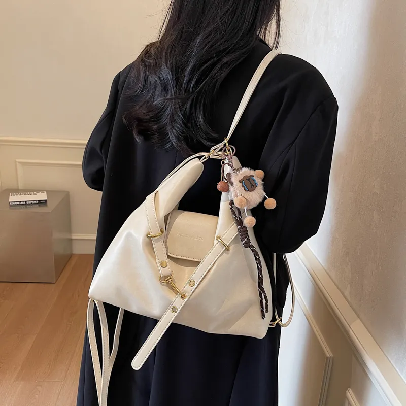 HCXK PU Crossbody One Shoulder Backpack Regular Women's Brown/Coffee/Black/White-20
