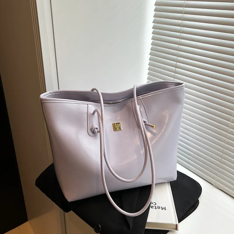 HCXK PU Tote Shoulder Bag Women's Ecru/Black/Purple/Pink-16