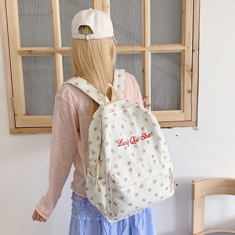 HCXK Nylon Fabric Backpack Regular Women's White-3