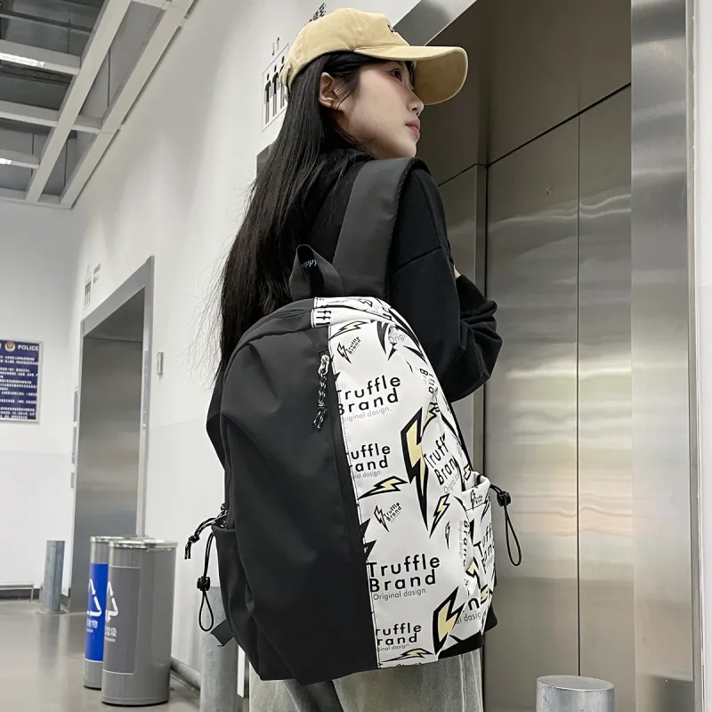 HCXK Nylon Backpack Unisex Black/White/Gray-8
