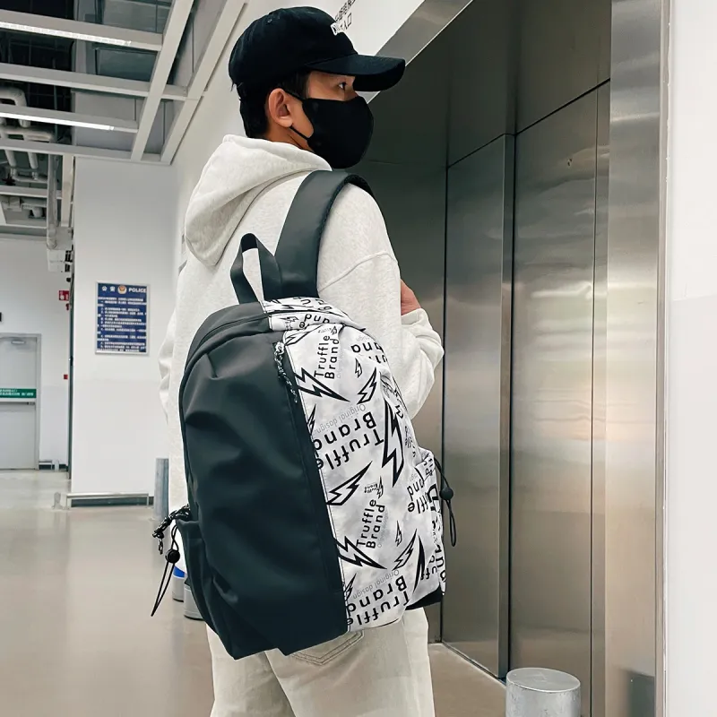 HCXK Nylon Backpack Unisex Black/White/Gray-14