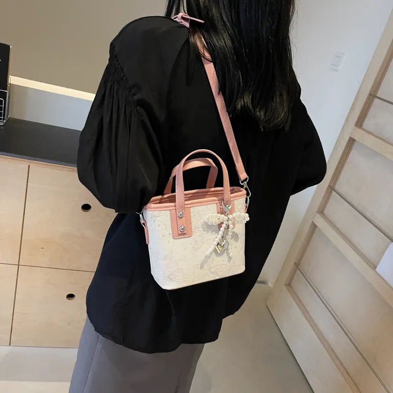HCXK PU Handbag Tote Bag Shoulder Bag Unisex White/Black/Blue/Pink-37